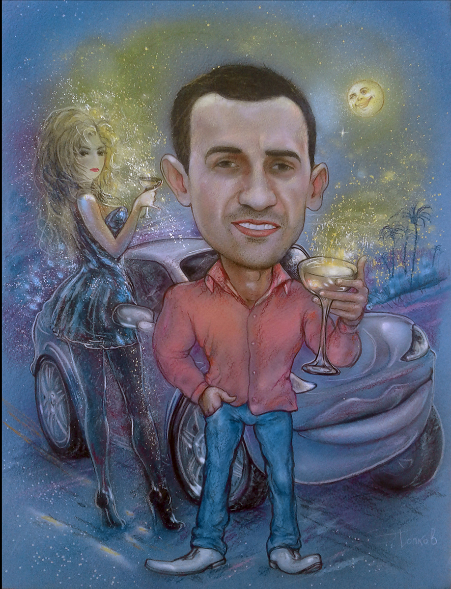 Иллюстрация Лунное сияние в бокалах. в стиле графика