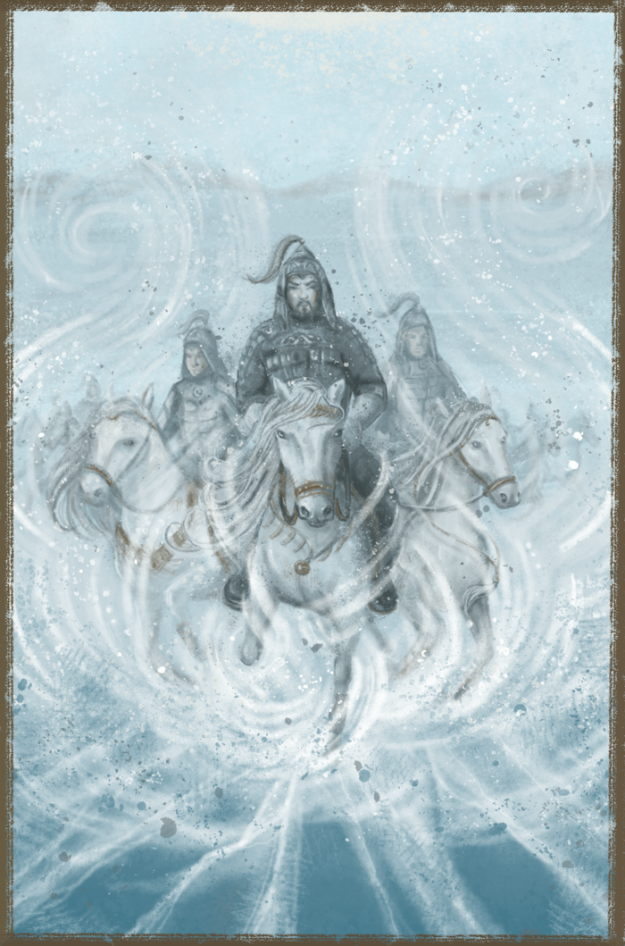 Иллюстрация Легенды Байкала. Призрачная конница в стиле персонажи