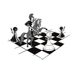 Иллюстрация для детской книги игры в шахматы / Нападение