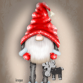 Новогодняя, рождественская открытка Гном/New year, Christmas card Gnome