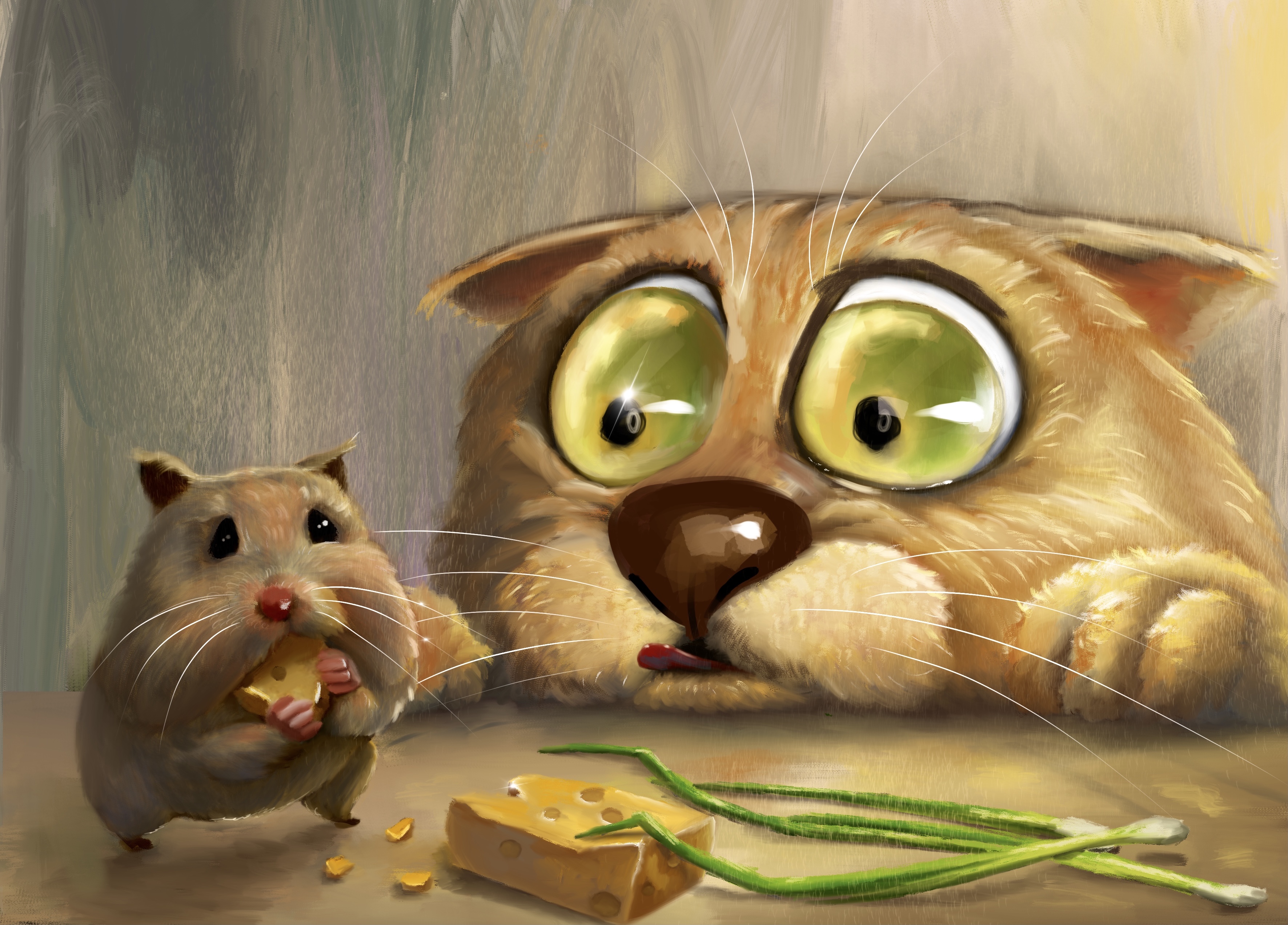 Иллюстрация Ужин хомяка/Hamster dinner в стиле книжная графика,