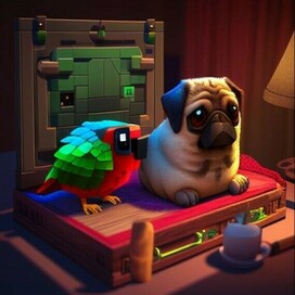 Мопсик и попугай