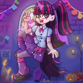 Арт совмещение персонажей, стиль мультсериала Monster High