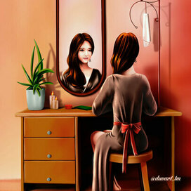 Девушка смотрящая в зеркало
