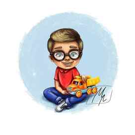 бренд-персонаж мальчик с машинкой