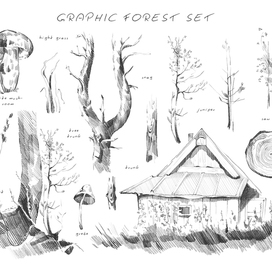 Лесные графические зарисовки 