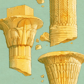 Капители колонн храма Исиды на острова Филе
