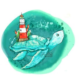 Морская черепашка с маяком