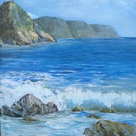 Море. Начало шторма. Волна. Берег.