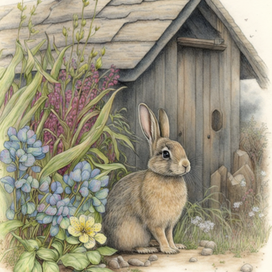 кролик в саду