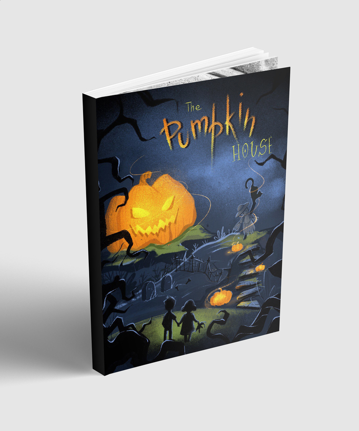 Иллюстрация Обложка для книги The Pumpkin House в стиле
