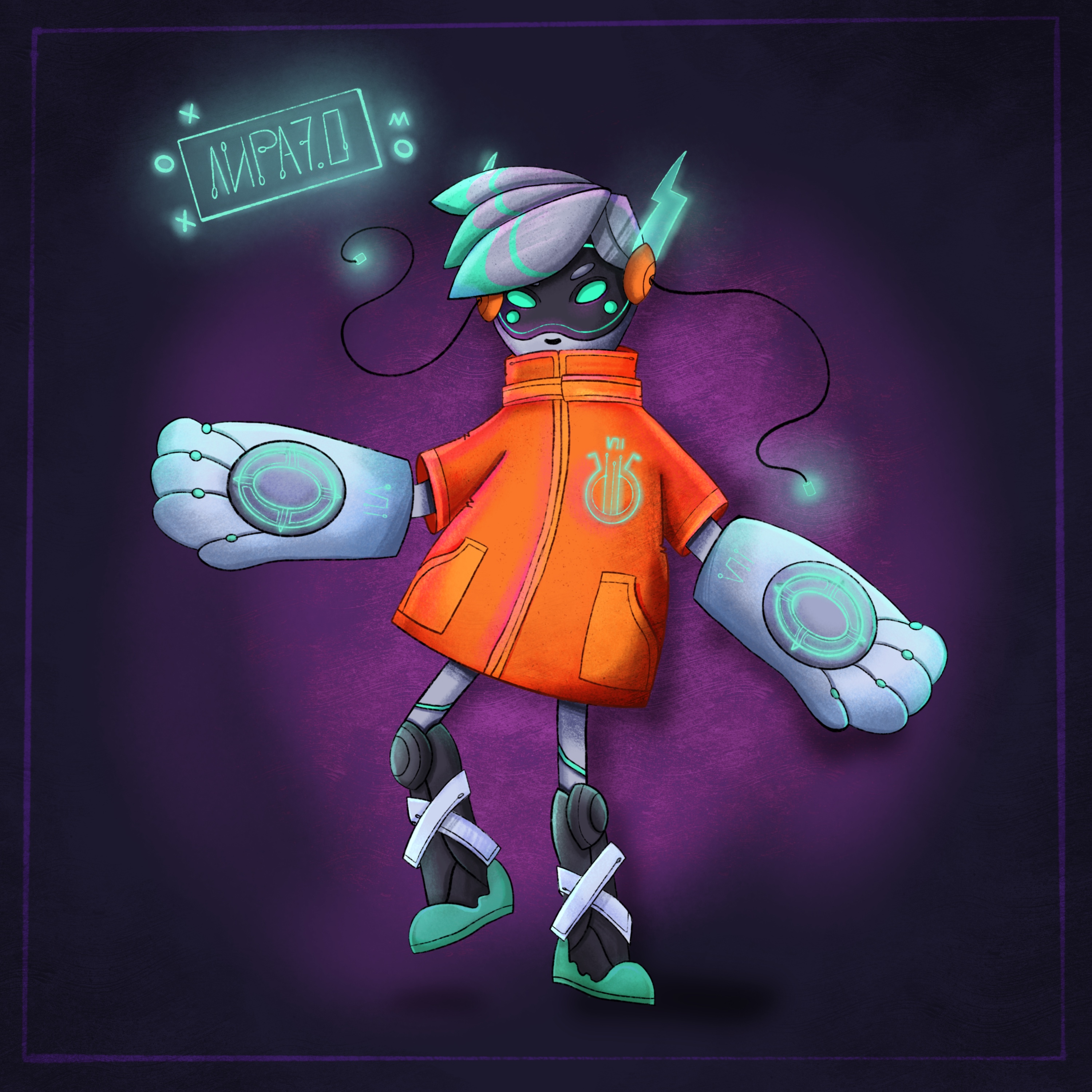 Иллюстрация Персональный робот помощник Лира 7.0 в стиле 2d, кибер