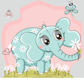 Милый персонаж слоник для детской книги