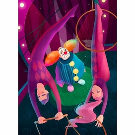 Цирк, гимнасты и клоун