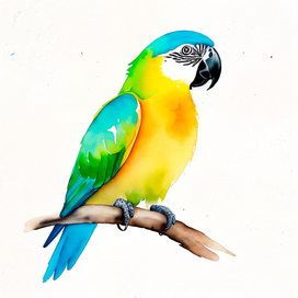 попугай нарисованный в стиле акварели