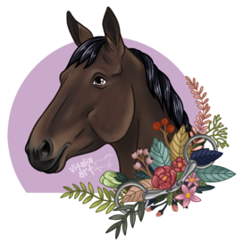 Портрет лошади и в цветах