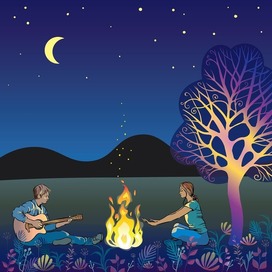 Парень и девушка у костра