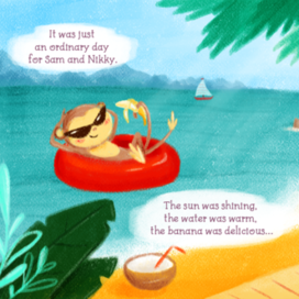 Детская иллюстрация о приключениях на острове