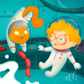 Разворот для детской книги о космосе 