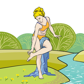 Девушка моется