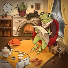 Строгий жаб в уютном домике