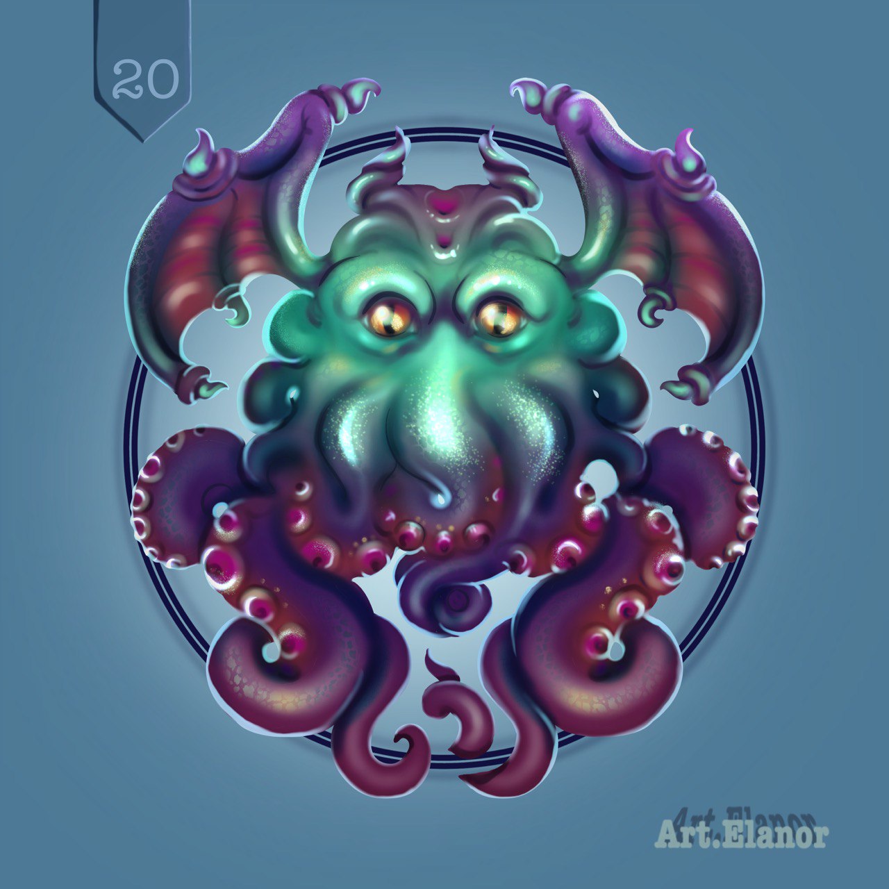 Иллюстрация Монстр из бездны океана в стиле 2d, cg, готический |
