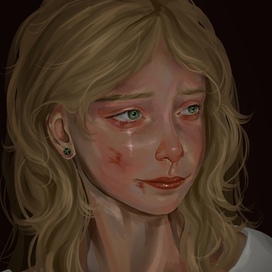 Портрет плачущей светловолосой маленькой девочки