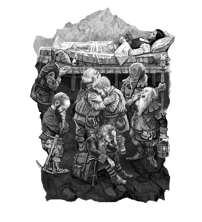 Иллюстрация Белоснежка и семь гномов. Эскиз | Illustrators.ru