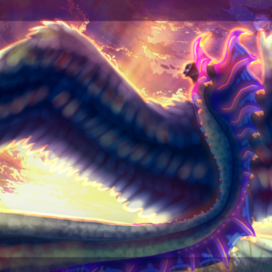 Демоническая змея смотрит на закат