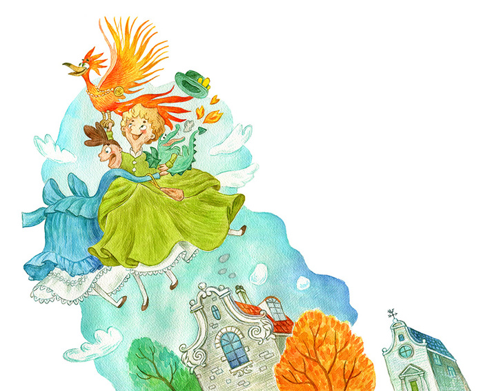 Иллюстрация Полет Феникса в стиле детский | Illustrators.ru