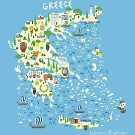 Карта Греции. Достопримечательности стран. 