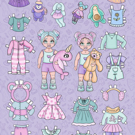 Набор бумажных кукол "Сестрички Маня и Таня"