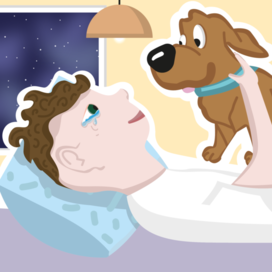 Иллюстрация мальчик с собакой