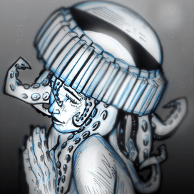 Squid Girl Sketch (Pencil+Ink+Digital) \ Девушка осьминог