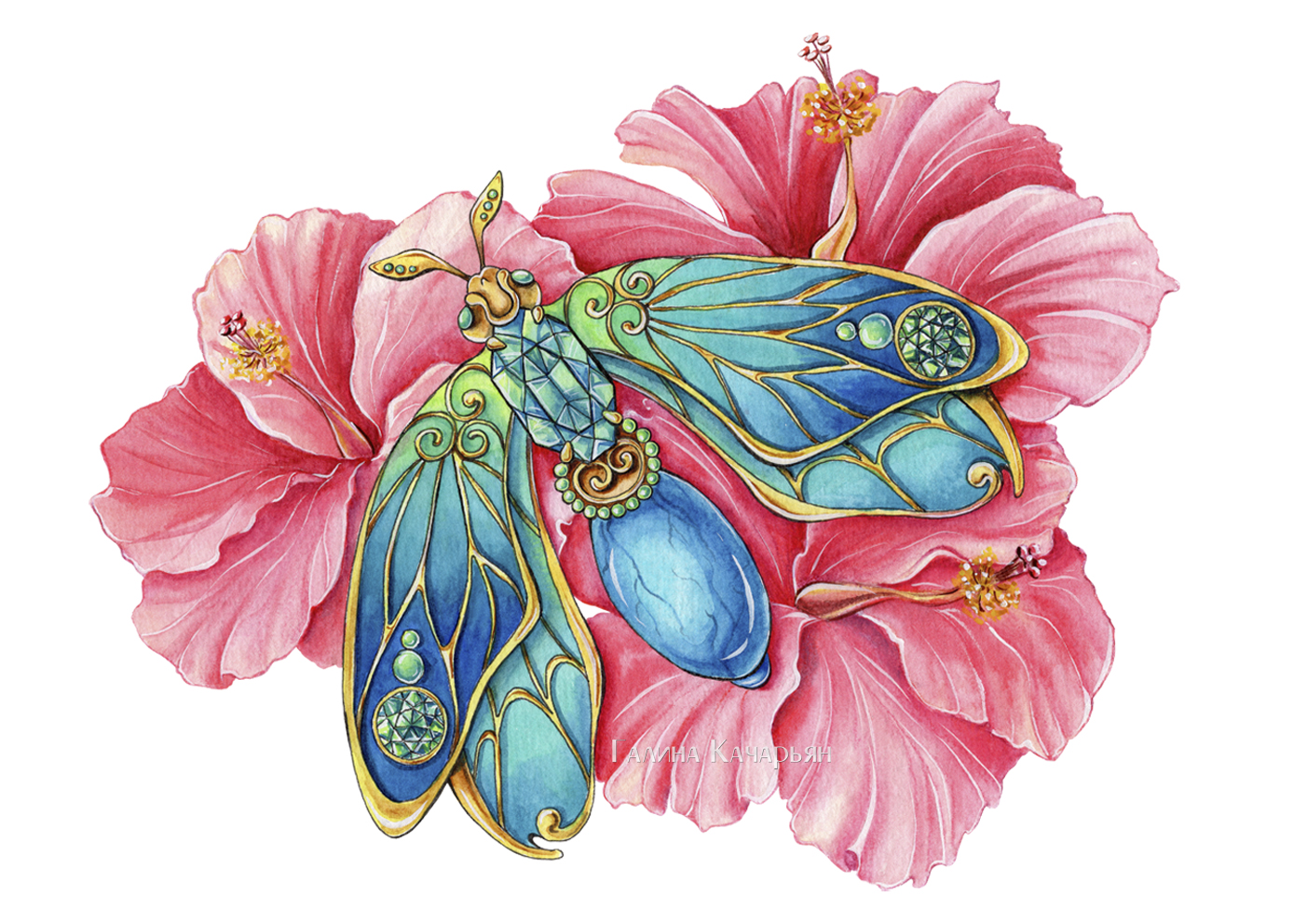 Иллюстрация Ювелирный мотылек в стиле декоративный, детский
