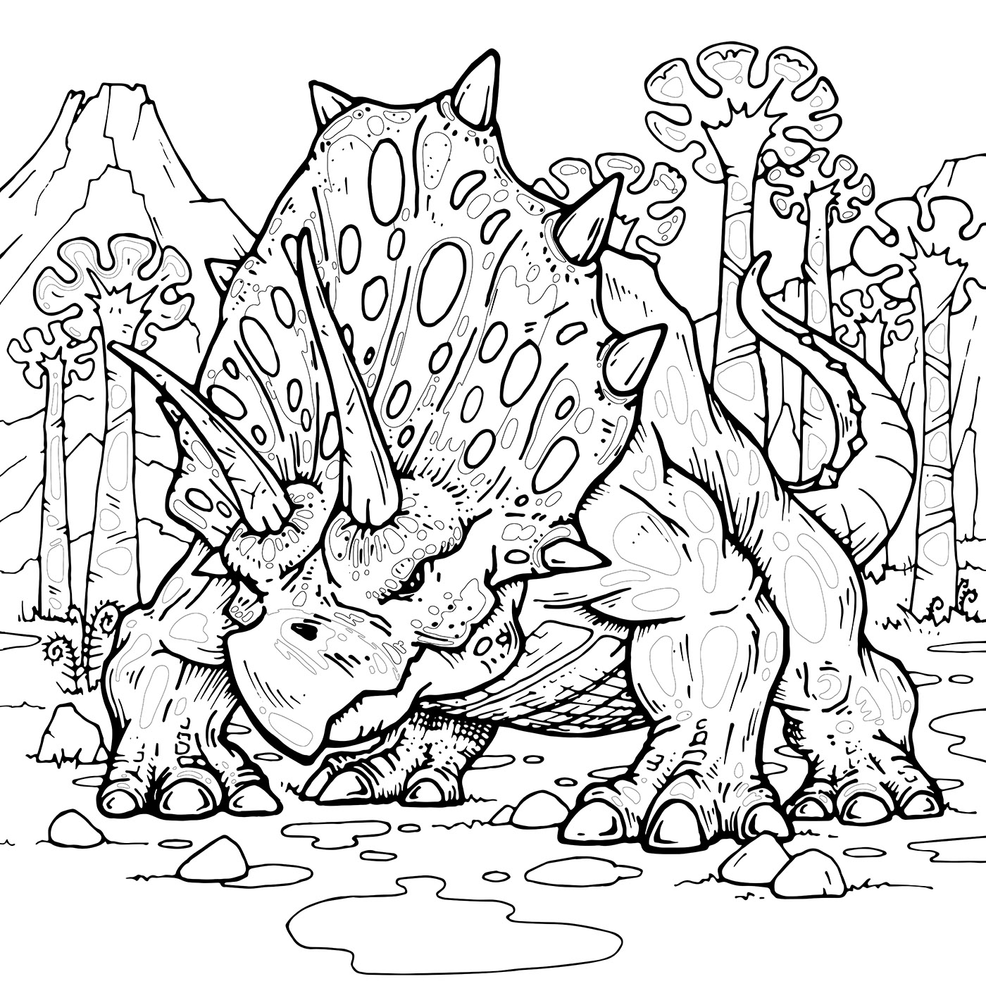 Иллюстрация Динозавр. Раскраска в стиле графика, детский |