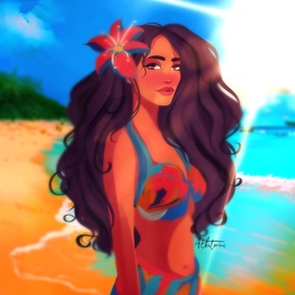 Иллюстрация "Гавайи, девушка на пляже»