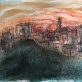 Вид на городской закат (набросок)