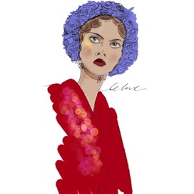 Fashion illustration Ульяна Сергеенко девушка в шляпе-шлем