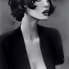 Semi-realistic b/w portrait