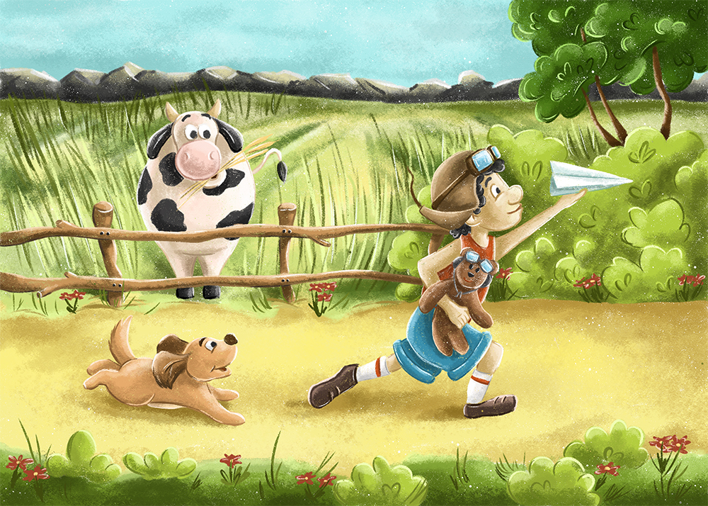 Иллюстрация Мальчик летчик в стиле детский | Illustrators.ru