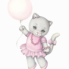 Кошечка с воздушным шариком