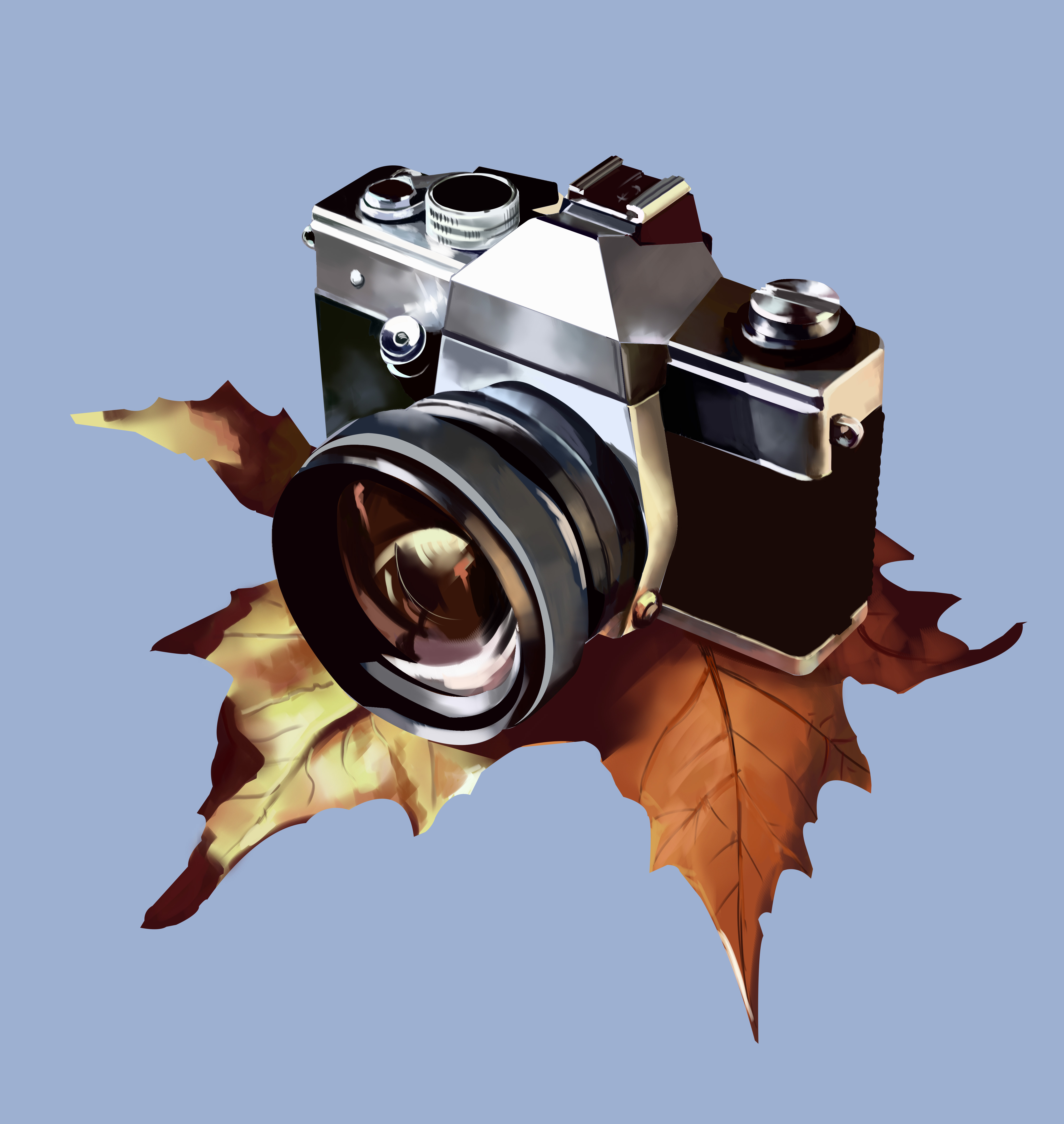 Иллюстрация фотоаппарат в стиле компьютерная графика