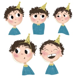 Детская книжная иллюстрация,персонаж мальчик на празднике