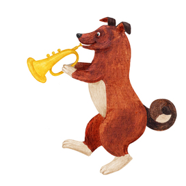 собачка с дудочкой