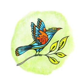 Синяя птица на веточке