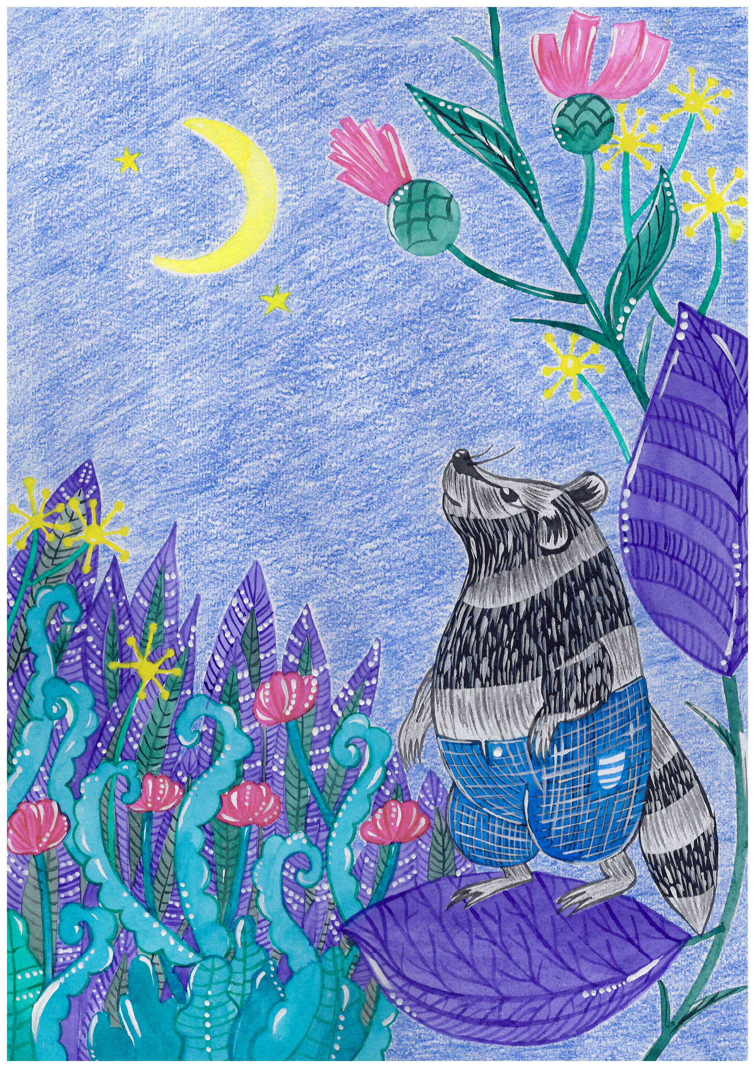 Иллюстрация Иллюстрация с персонажем енот в детскую книгу в стиле