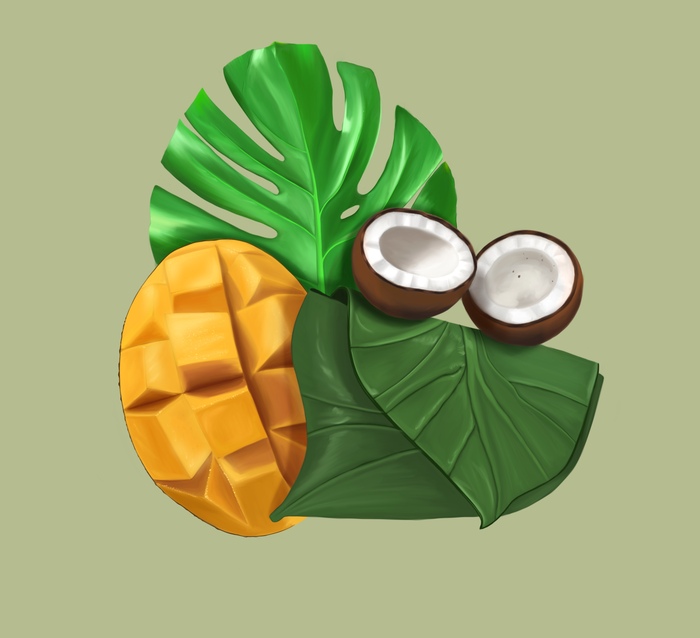 Иллюстрация Тропики в стиле 2d, академический рисунок, графика,