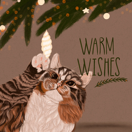 Новогодняя открытка с котиком