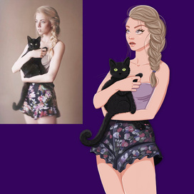 Стилизация девушки с котом. Фото взята из Pinterest.